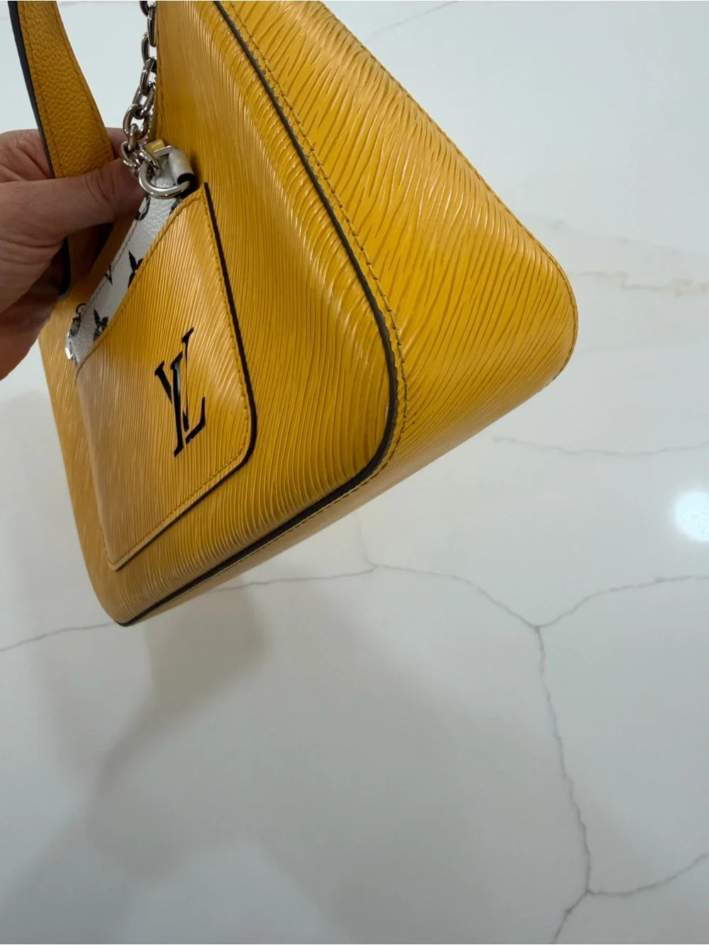Louis Vuitton Yellow Epi Leather Shoulder Bag with Silver Hardware